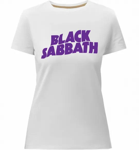Жіноча преміум футболка Black Sabbath logo Білий фото