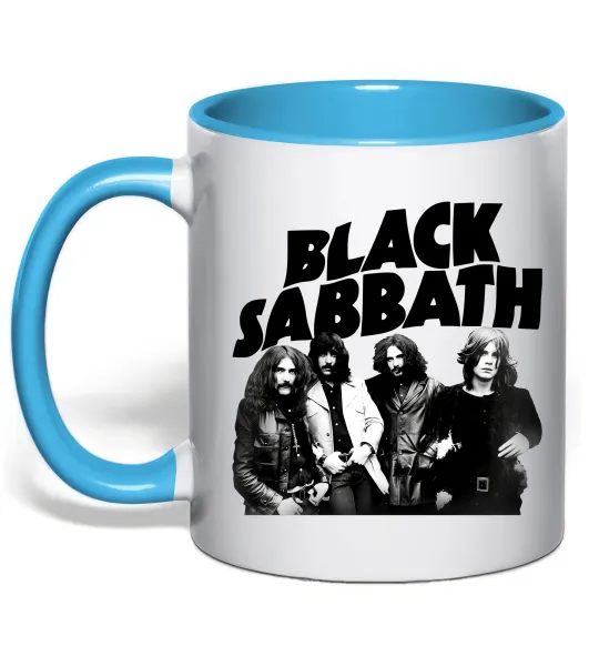 Чашка с цветной ручкой Black Sabbath фото Голубой фото
