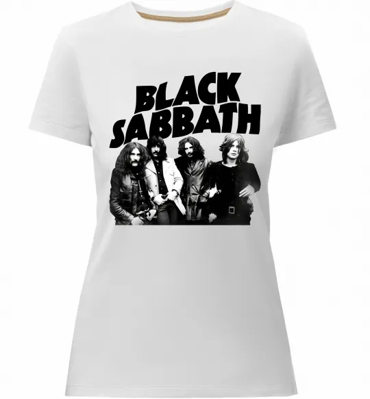 Жіноча преміум футболка Black Sabbath фото Білий фото