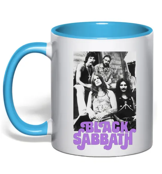 Чашка з кольоровою ручкою Ozzy Osbourne and Black Sabbath Блакитний фото