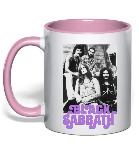 Чашка з кольоровою ручкою Ozzy Osbourne and Black Sabbath Ніжно рожевий фото