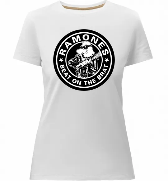 Жіноча преміум футболка Ramones Beat on the brat Білий фото