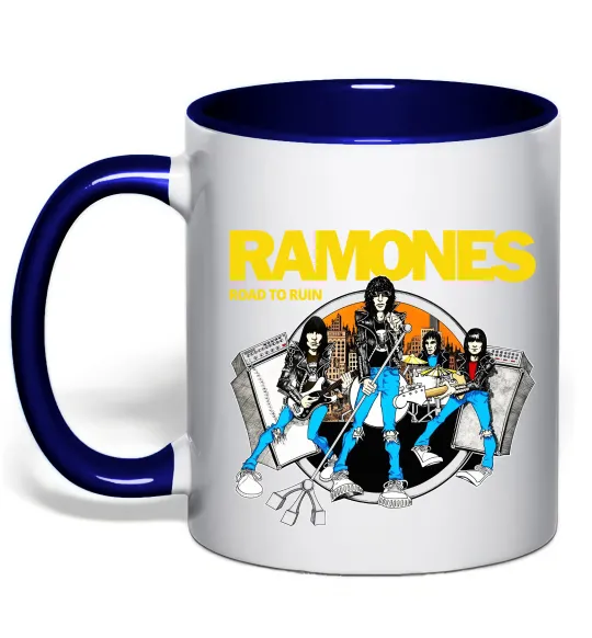 Чашка з кольоровою ручкою Ramones Road to ruin Глибокий темно-синій фото