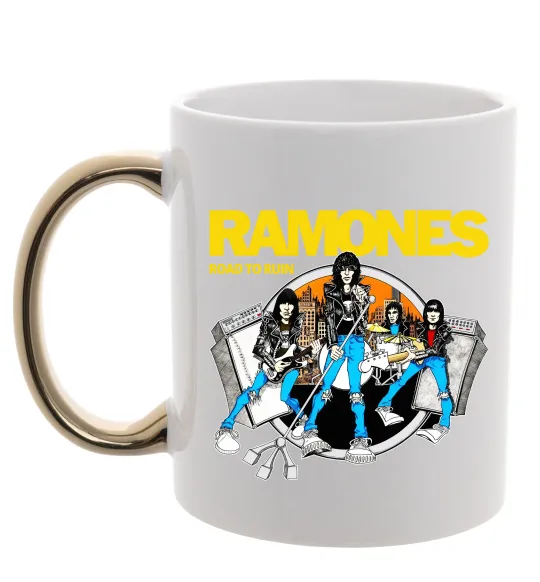Чашка з кольоровою ручкою Ramones Road to ruin Золото фото