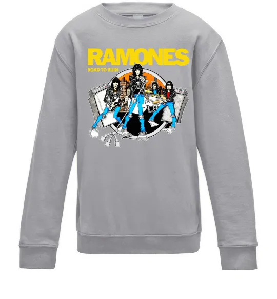 Детский Свитшот Ramones Road to ruin Серый меланж фото
