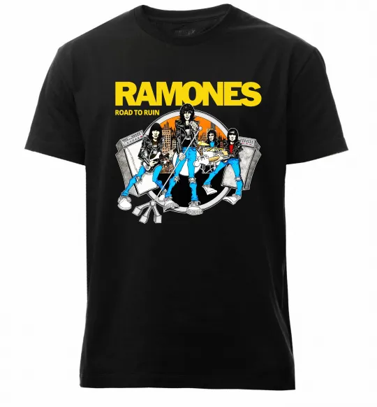 Чоловіча преміум футболка Ramones Road to ruin Чорний фото