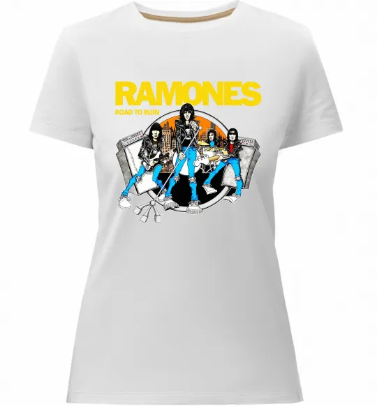 Женская премиум футболка Ramones Road to ruin Белый фото