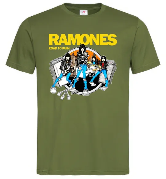 Мужская футболка Ramones Road to ruin Оливковый фото