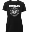 Женская премиум футболка Ramones герб Черный фото