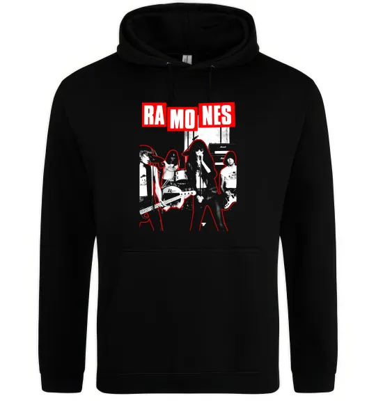 Женская толстовка (худи) Ramones red постер Черный фото