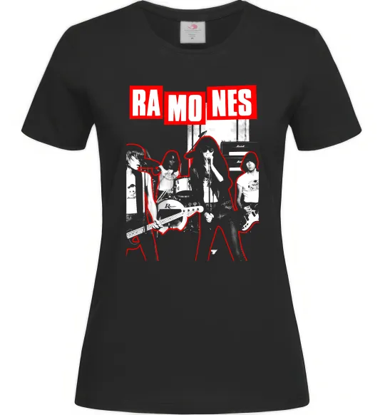 Женская футболка Ramones red постер Черный фото
