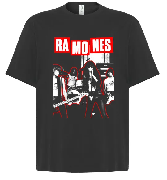 Футболка Оверсайз Ramones red постер Чорний фото
