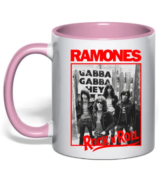 Чашка с цветной ручкой Ramones Rock n Roll Нежно розовый фото