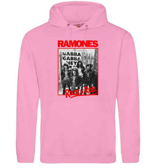 Мужская толстовка (худи) Ramones Rock n Roll Розовый фото