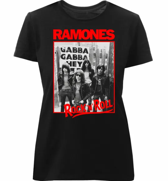 Жіноча преміум футболка Ramones Rock n Roll Чорний фото