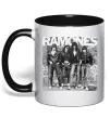 Чашка з кольоровою ручкою Ramones photo Чорний фото
