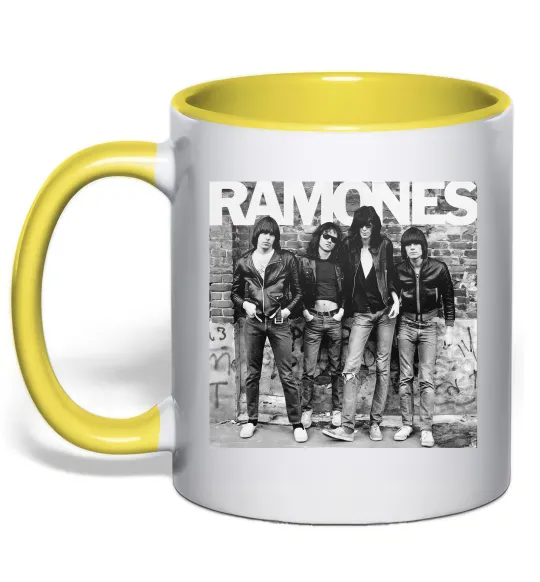 Чашка с цветной ручкой Ramones photo Лимонный фото