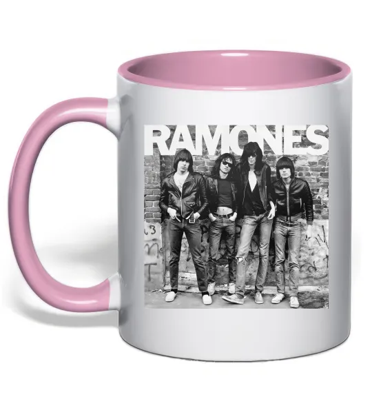 Чашка з кольоровою ручкою Ramones photo Ніжно рожевий фото