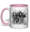 Чашка з кольоровою ручкою Ramones photo Ніжно рожевий фото
