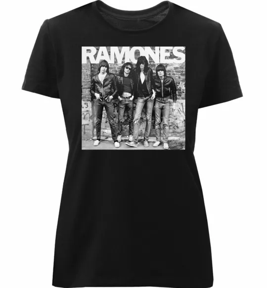 Женская премиум футболка Ramones photo Черный фото
