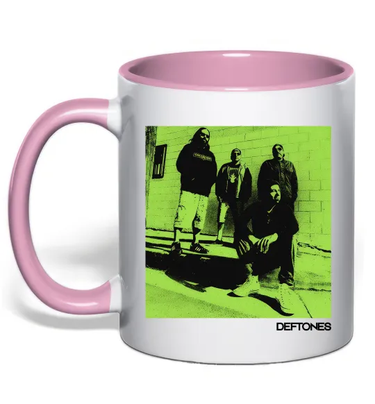 Чашка з кольоровою ручкою Deftones Ніжно рожевий фото