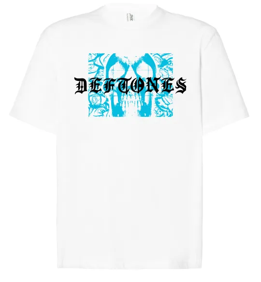 Футболка Оверсайз Deftones blue skull Білий фото
