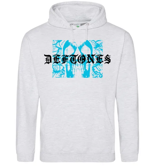 Женская толстовка (худи) Deftones blue skull Серый меланж фото