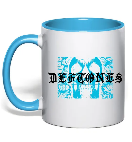 Чашка с цветной ручкой Deftones blue skull Голубой фото