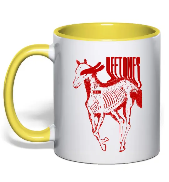 Чашка с цветной ручкой Deftones horse Солнечно желтый фото
