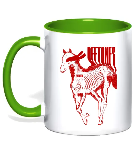 Чашка с цветной ручкой Deftones horse Лаймовый фото