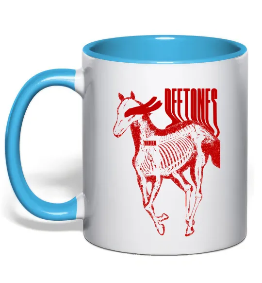 Чашка с цветной ручкой Deftones horse Голубой фото