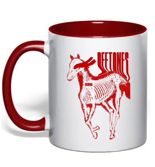 Чашка с цветной ручкой Deftones horse Красный фото