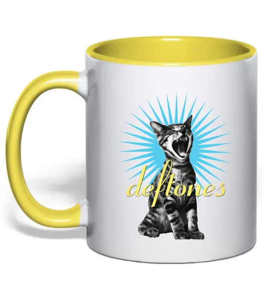 Чашка с цветной ручкой Deftones Cat Солнечно желтый фото