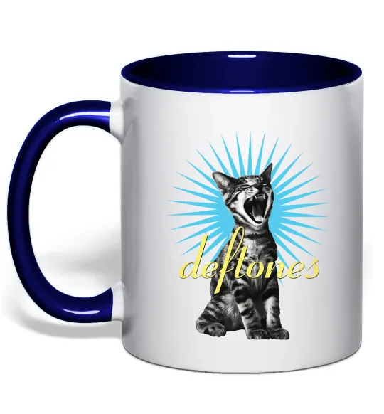 Чашка с цветной ручкой Deftones Cat Глубокий темно-синий фото