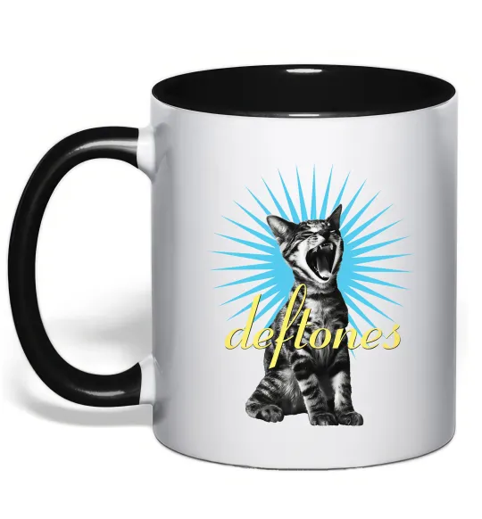 Чашка с цветной ручкой Deftones Cat Черный фото