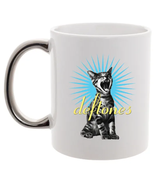 Чашка с цветной ручкой Deftones Cat Серебро фото