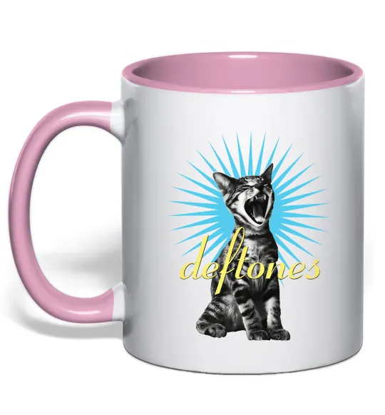 Чашка с цветной ручкой Deftones Cat Нежно розовый фото