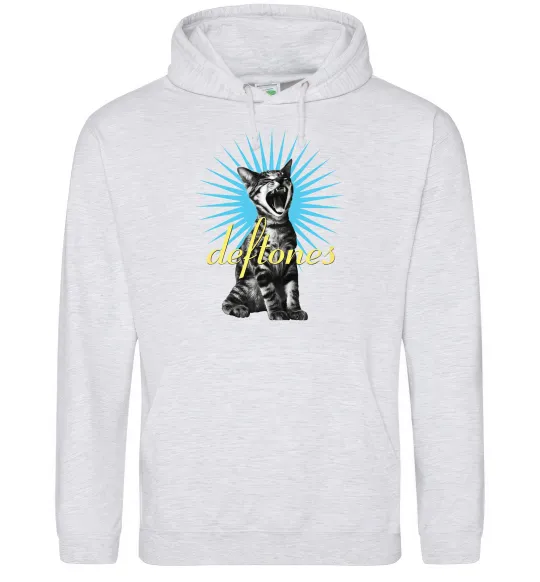Чоловіча толстовка (худі) Deftones Cat Сірий меланж фото