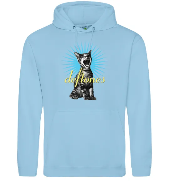 Мужская толстовка (худи) Deftones Cat Голубой фото