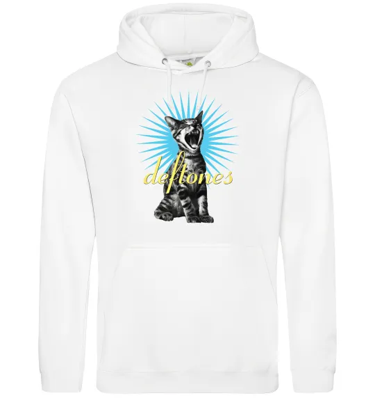 Женская толстовка (худи) Deftones Cat Белый фото