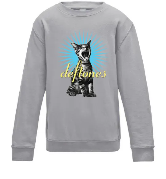 Детский Свитшот Deftones Cat Серый меланж фото