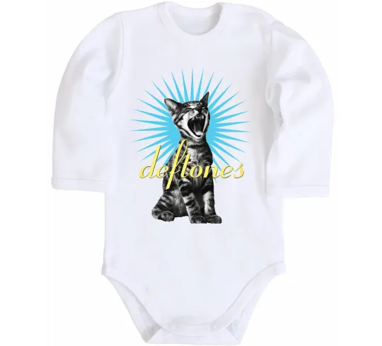 Детский боди Deftones Cat Белый фото