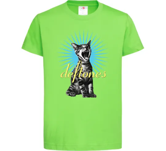 Детская футболка Deftones Cat Лаймовый фото