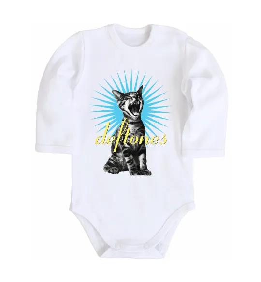 Детский боди Deftones Cat Белый фото