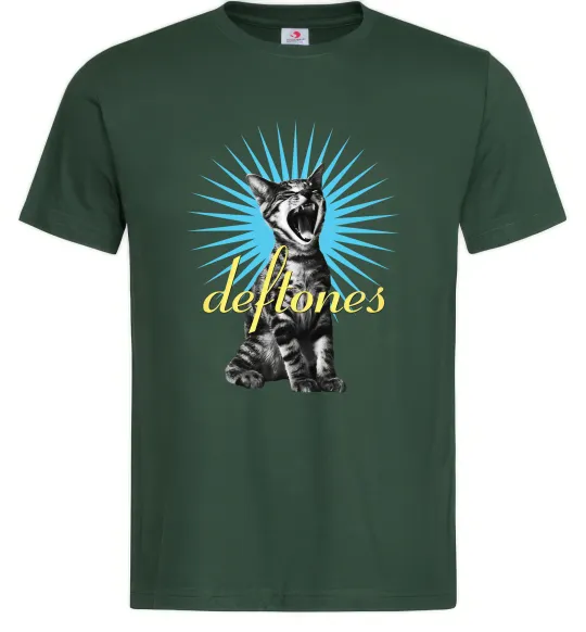 Мужская футболка Deftones Cat Темно-зеленый фото