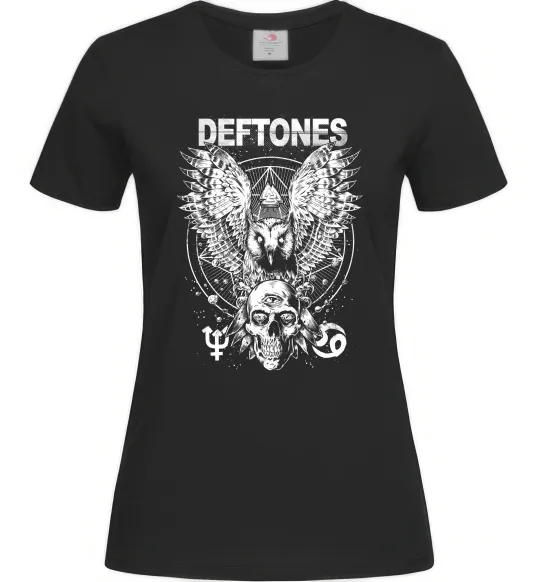 Женская футболка Deftones owl Черный фото