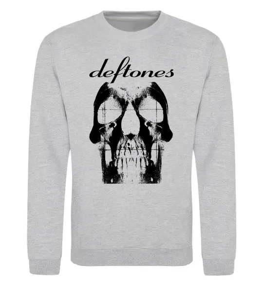 Свитшот Deftones skull Серый меланж фото