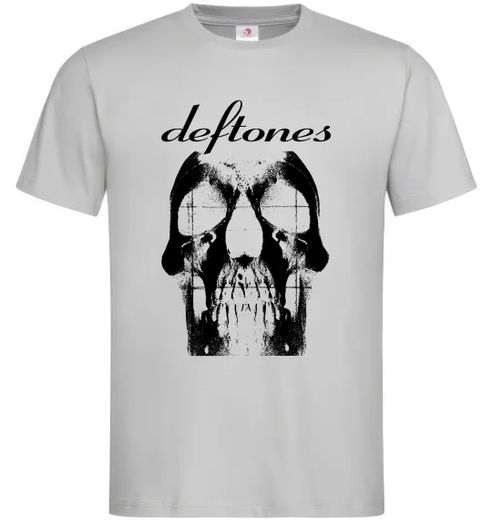 Мужская футболка Deftones skull Серый фото