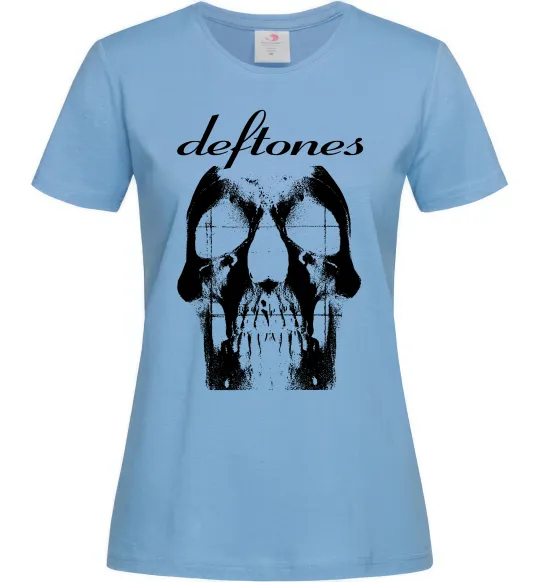 Женская футболка Deftones skull Голубой фото