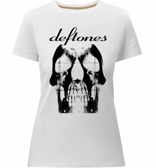 Жіноча преміум футболка Deftones skull Білий фото